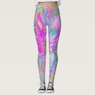 Leggings Hibiscus Psychedelique Rose Chaud et Ultra-Violet