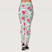 Leggings hibiscus rose avec motif tropical feuille (Dos)