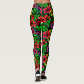 Leggings Hibiscus rose jaune tropical (Dos)