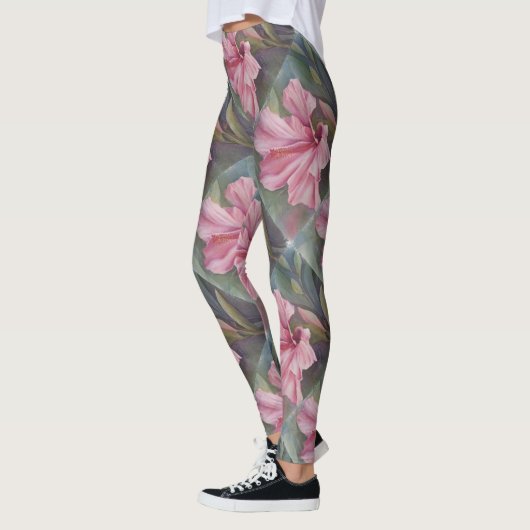 LEGGINGS HIBISCUS TROPICAL ROSE | LÉGUMES FLORAUX (Gauche)