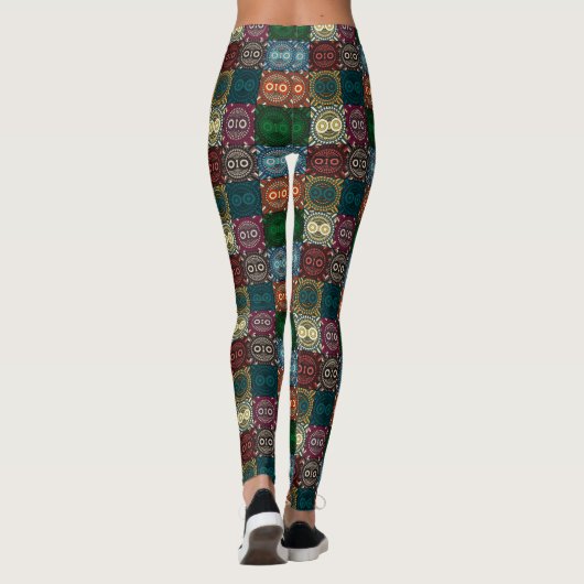 Leggings hibou à doodle polychrome (Dos)
