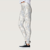 Leggings hibou Plumes, gris, beige et bleu, oiseau, léger, (Gauche)