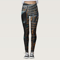 Leggings hiéroglyphes d'or égyptien
