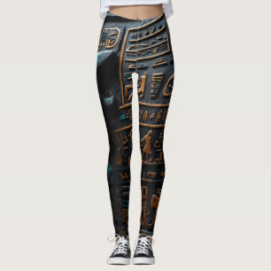 Leggings hiéroglyphes d'or égyptien