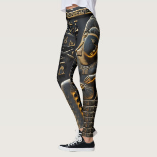 Leggings hiéroglyphes d'or égyptien