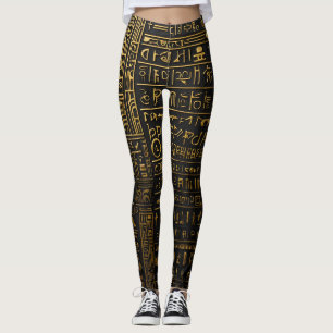 Leggings hiéroglyphes d'or égyptien