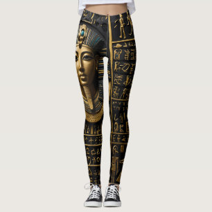 Leggings hiéroglyphes d'or égyptien