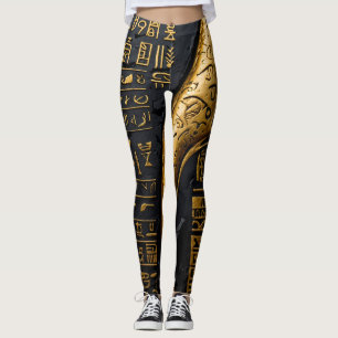 Leggings hiéroglyphes d'or égyptien