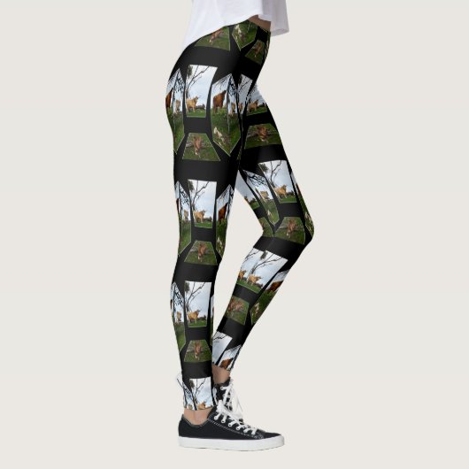 Leggings Highland Cow Dimensionnement Art, Noir (Droite)