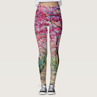 Leggings Himalaya Cherry Roadside Aquarelle Paysage