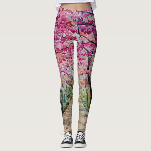Leggings Himalaya Cherry Roadside Aquarelle Paysage (Devant)
