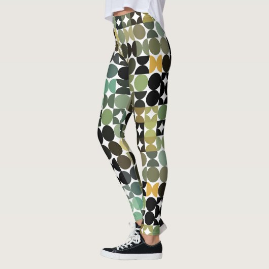 Leggings Hip Abstract Half Circles Industrial Fusion Art (Gauche)