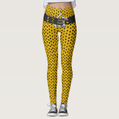 Leggings Hip Black Belt Star - Pois noirs sur Jaune (Devant)