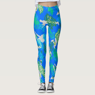 Leggings Hip hop Street Arts Motif B Blue BG