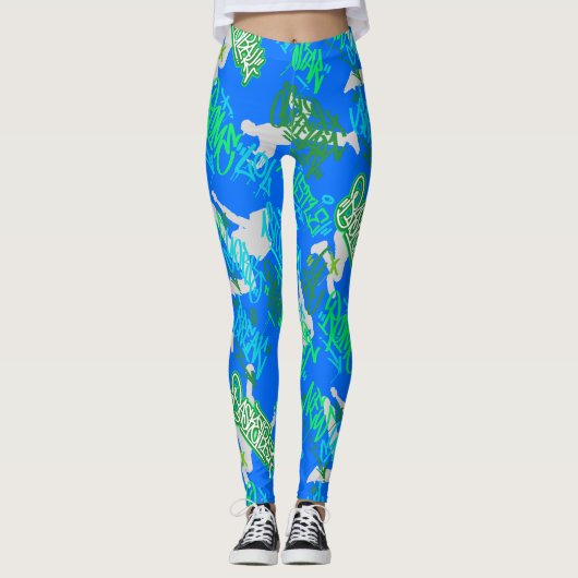 Leggings Hip hop Street Arts Motif B Blue BG (Devant)
