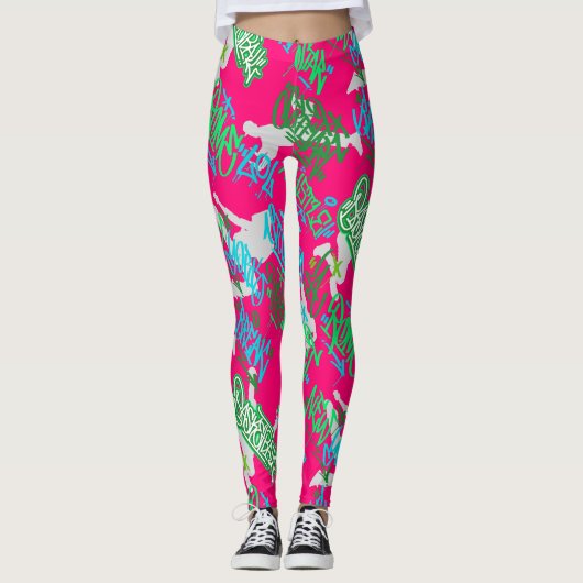 Leggings Hip hop Street Arts Motif B rose BG (Devant)