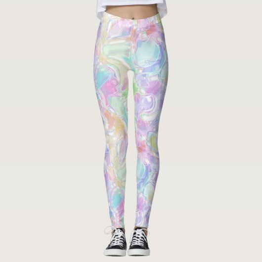 Leggings Hip Pastel Rose Violet Bleu Vert Turquoise Fils (Devant)