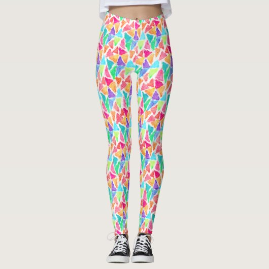 Leggings Hip Triangle Polygon Mosaic Aquarelle Motif (Devant)
