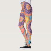 Leggings Hippie Bohème Floral Mandala Coloré Violet Mélange (Gauche)