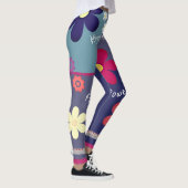 Leggings Hippie Daisy Flower Power Boho Purple Rose Yoga (Droite)