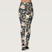 Leggings Hippie Halloween Skulls et Fleurs Motif (Dos)