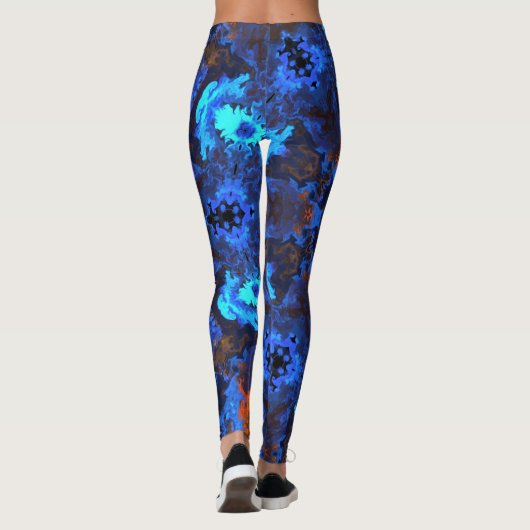 Leggings Hippie psychédélique bleu et orange (Dos)