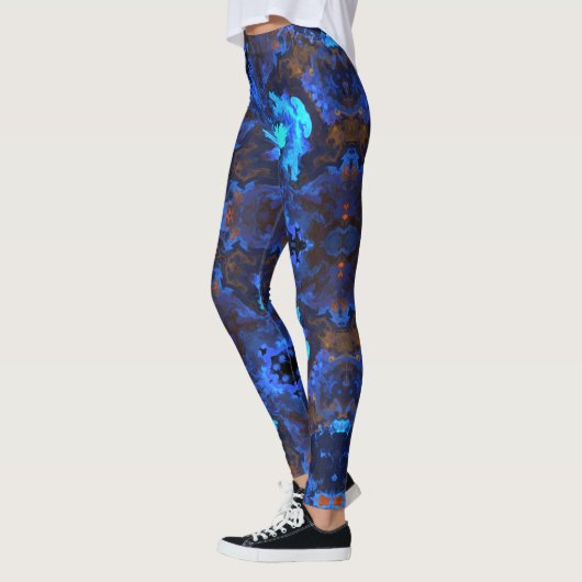 Leggings Hippie psychédélique bleu et orange (Gauche)