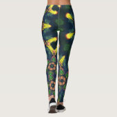 Leggings Hippie psychédélique jaune vert et bleu (Dos)