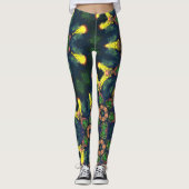Leggings Hippie psychédélique jaune vert et bleu (Devant)