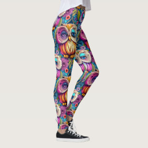 Leggings Hippie Trippy Chouette psychédélique colorée