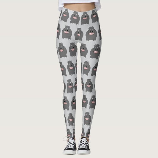 Leggings Hippo Design You Choose Background Colour (Devant)