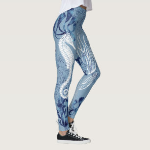 Leggings Hippocampe et poissons nautiques