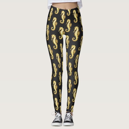 Leggings Hippocampe Polygonal Or (Devant)