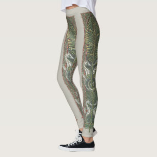 Leggings Hippocampes et algues, Art Nouveau Vintage