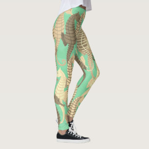 Leggings Hippocampes sur le vert en bon état - guêtres