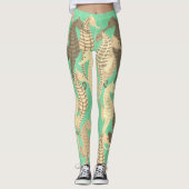 Leggings Hippocampes sur le vert en bon état - guêtres (Devant)