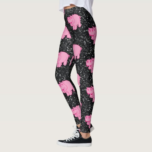 Leggings Hippopotame rose Cute Hippopotame souriant (Gauche)