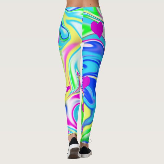 Leggings Hippy Love Hearts Bubblegum Marble, (Dos)