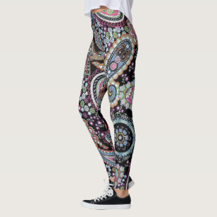 Leggings Hippy Paisley Bandanna Unique Pantalon Rétro Perso