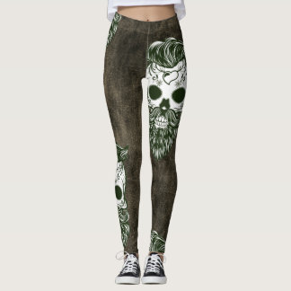 Leggings Hipster barbu crâne à sucre Halloween motif