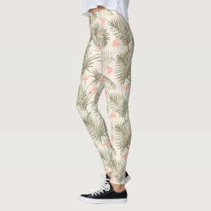 Leggings Hisbiscus Tropical Palm Tree Motif
