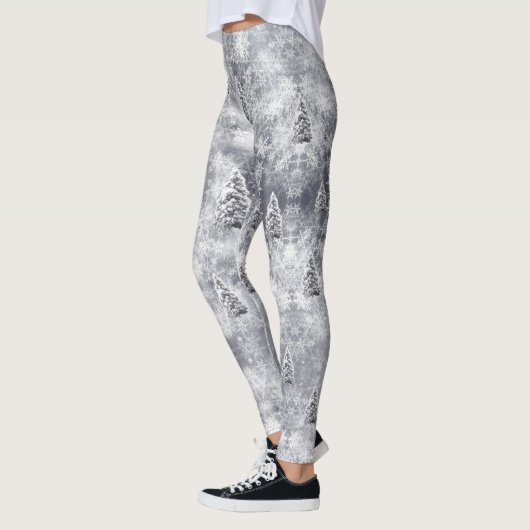 Leggings Hiver Abstrait Tree Grey Holiday (Gauche)