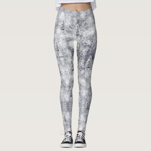 Leggings Hiver Abstrait Tree Grey Holiday (Devant)