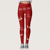 Leggings Ho Ho Ho Joyeux Noël avec Père Noël, Rouge (Devant)