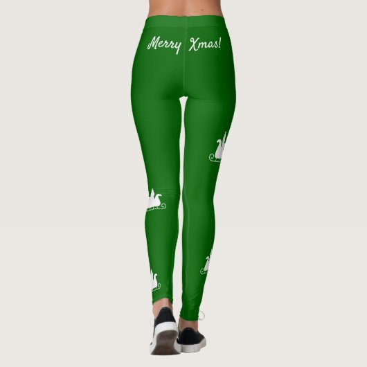 Leggings Ho Ho Ho Joyeux Noël avec Père Noël, Vert (Dos)