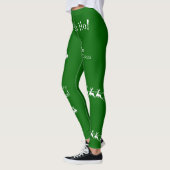 Leggings Ho Ho Ho Joyeux Noël avec Père Noël, Vert (Gauche)