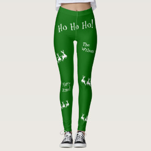 Leggings Ho Ho Ho Joyeux Noël avec Père Noël, Vert