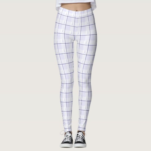 Leggings Hodgkin's Lymphoma Awareness Plaid Lavender Ribbon (Devant)