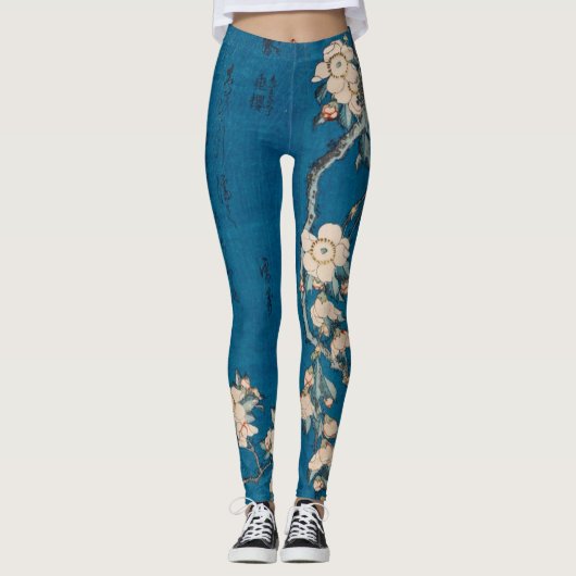 Leggings Hokusai Bullfinch et Weeping Cherry GalleryHD (Devant)
