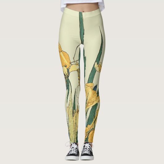 Leggings Hokusai grasshopper et iris Japon (Devant)